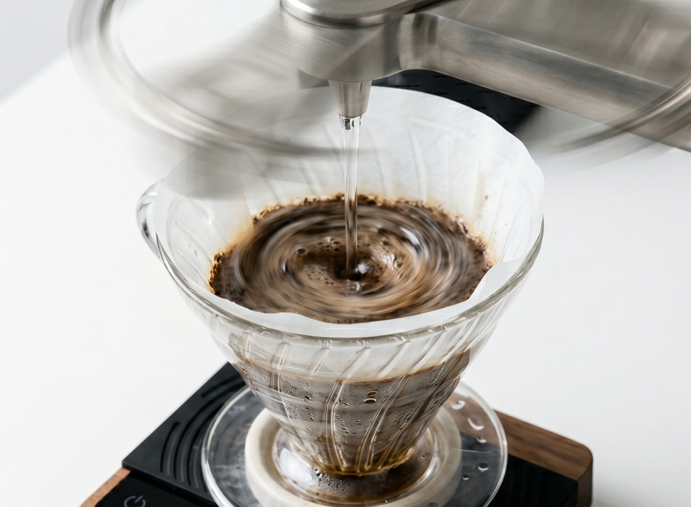Automated pouring mechanism in action